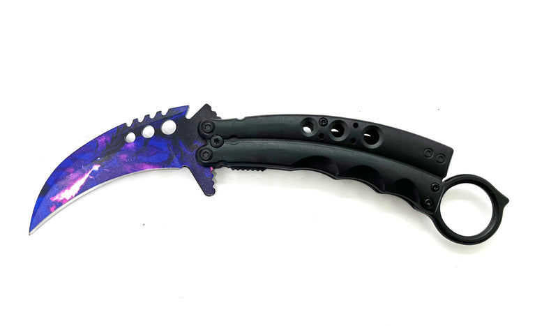 8.5 Inch Tiger-USA  Karambit Spring Assisted Style Knife - Purple Dragon