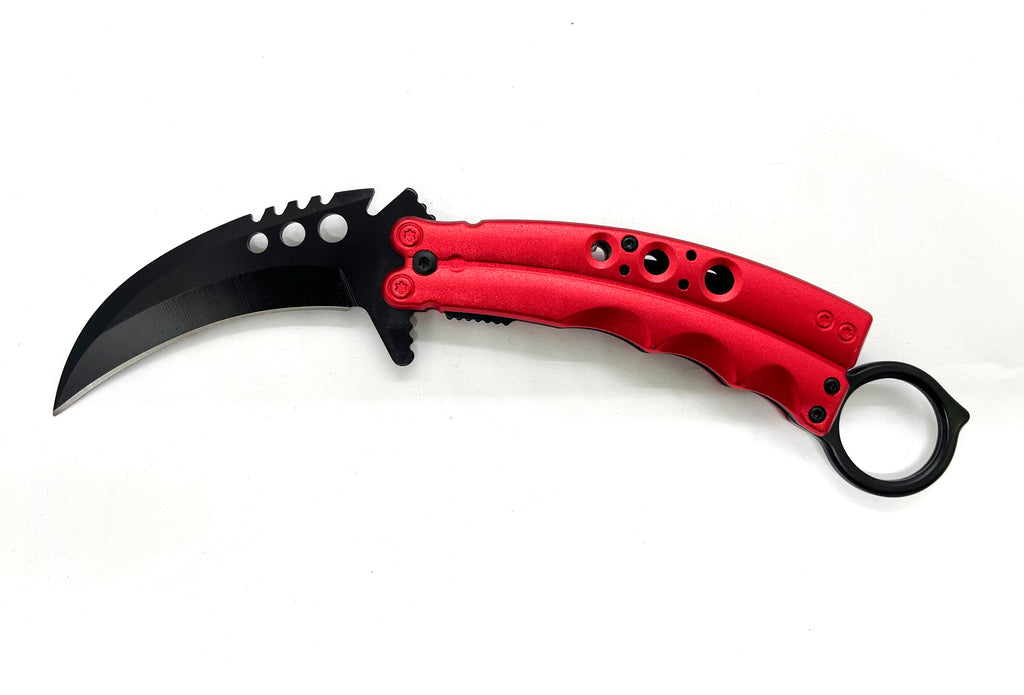 8.5 Inch Tiger-USA  Karambit Spring Assisted Style Knife - RED