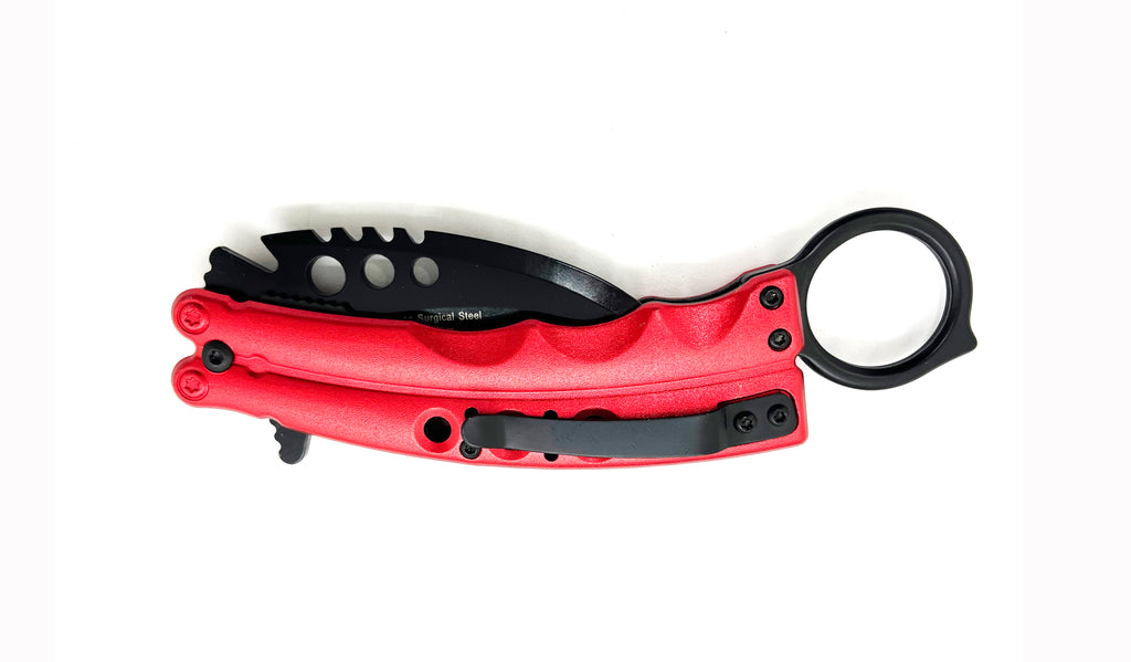 8.5 Inch Tiger-USA  Karambit Spring Assisted Style Knife - RED