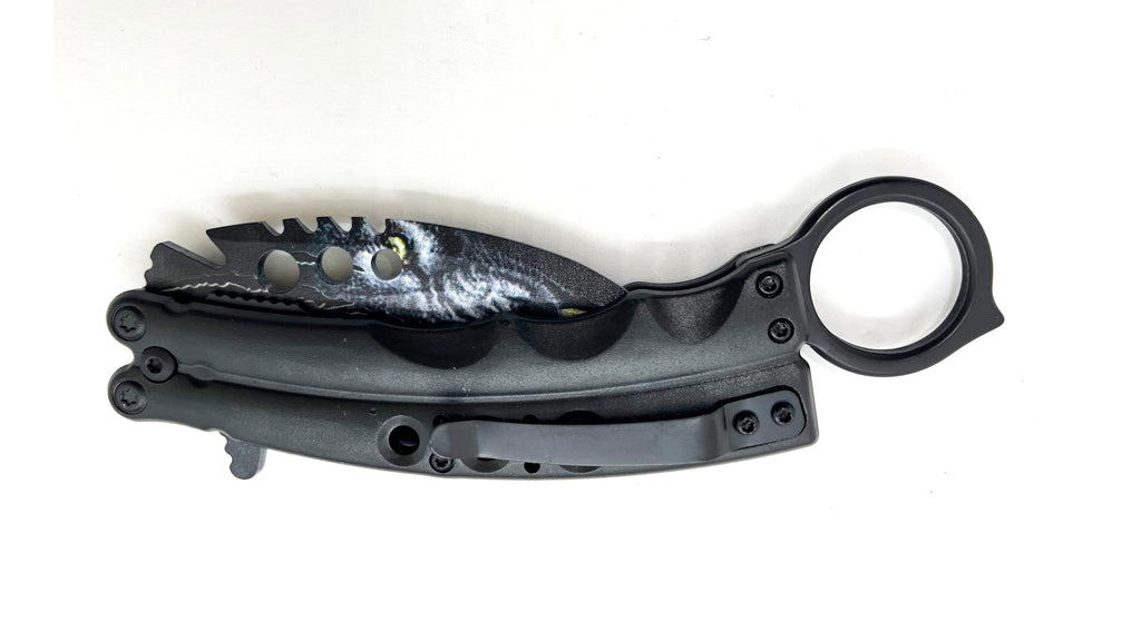 8.5 Inch Tiger-USA  Karambit Spring Assisted Style Knife -WOLF