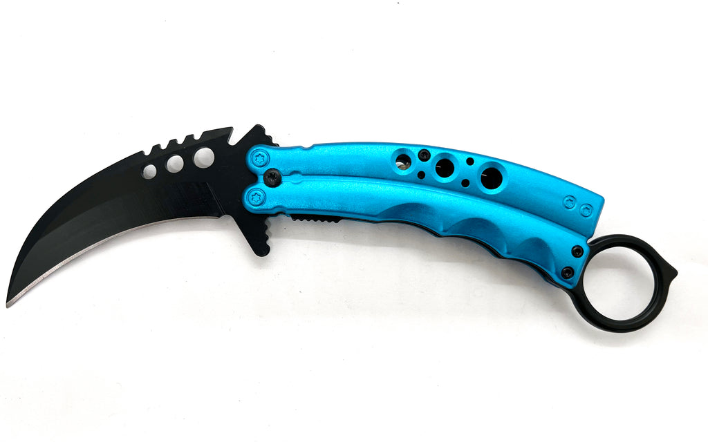 8.5 Inch Tiger-USA  Karambit Spring Assisted Style Knife -Teal