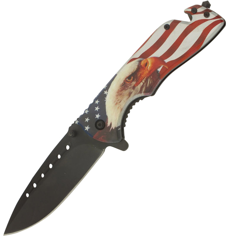 American Pride Muted Flag and Eagle Spring Assisted  Folding Pocket Knife
