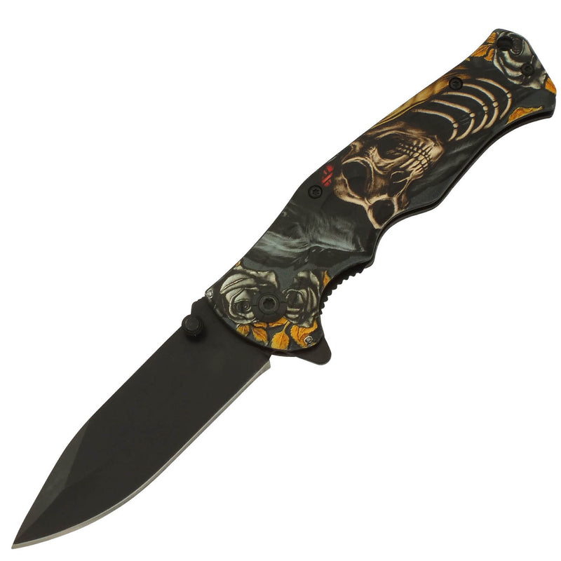 Reaper's Black Rose Spring Assisted Folding Pocket Knife