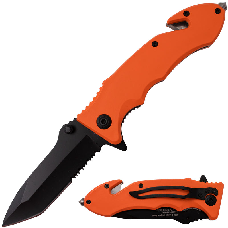 Tiger USA Spring Assisted Knife Orange Tanto
