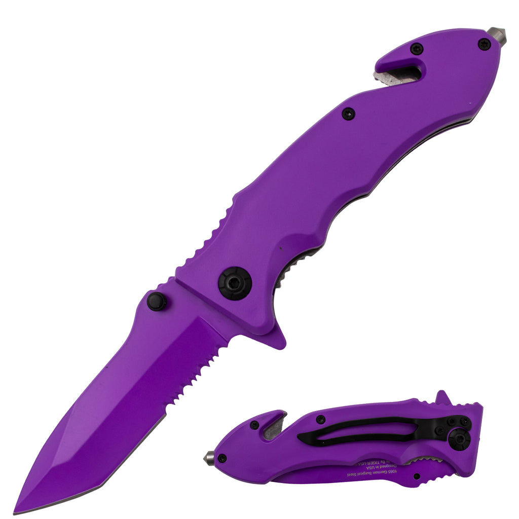 Tiger USA Spring Action Knife Purple Tanto