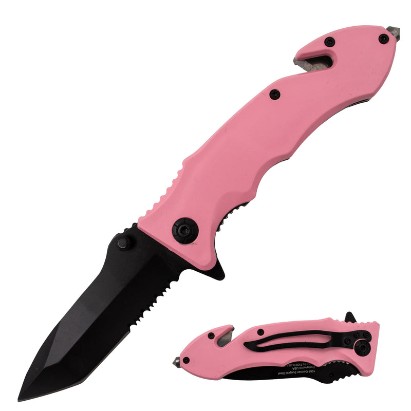 Tiger USA Spring Action Knife Pink Tanto