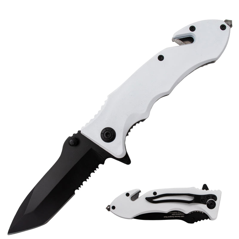 Tiger USA Spring Assisted Knife White Tanto