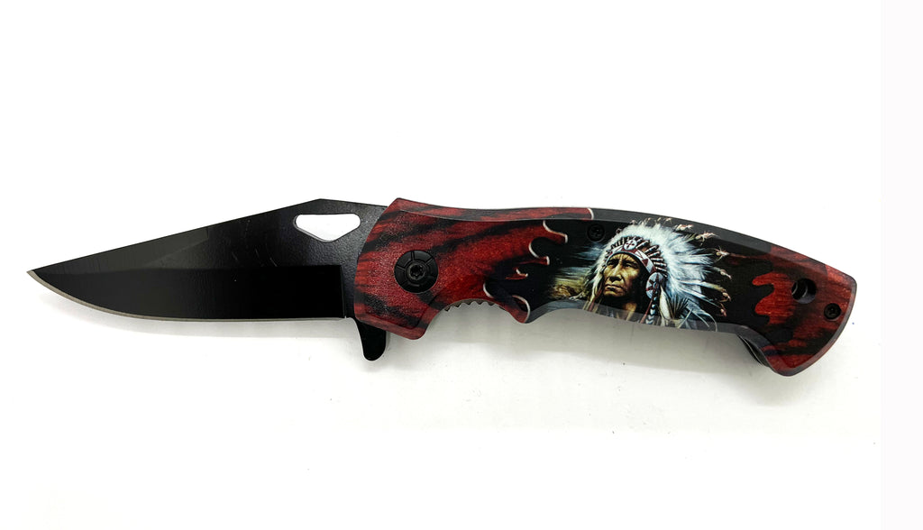Spring Assisted Folding Knife Indian Chief