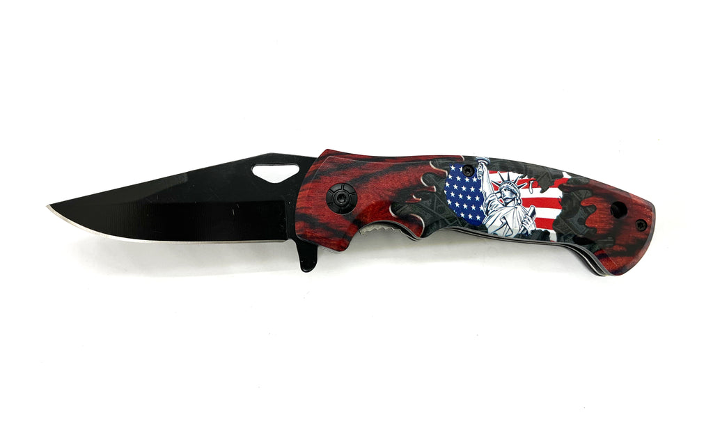 Spring Assisted Folding Knife  Statue of Liberty