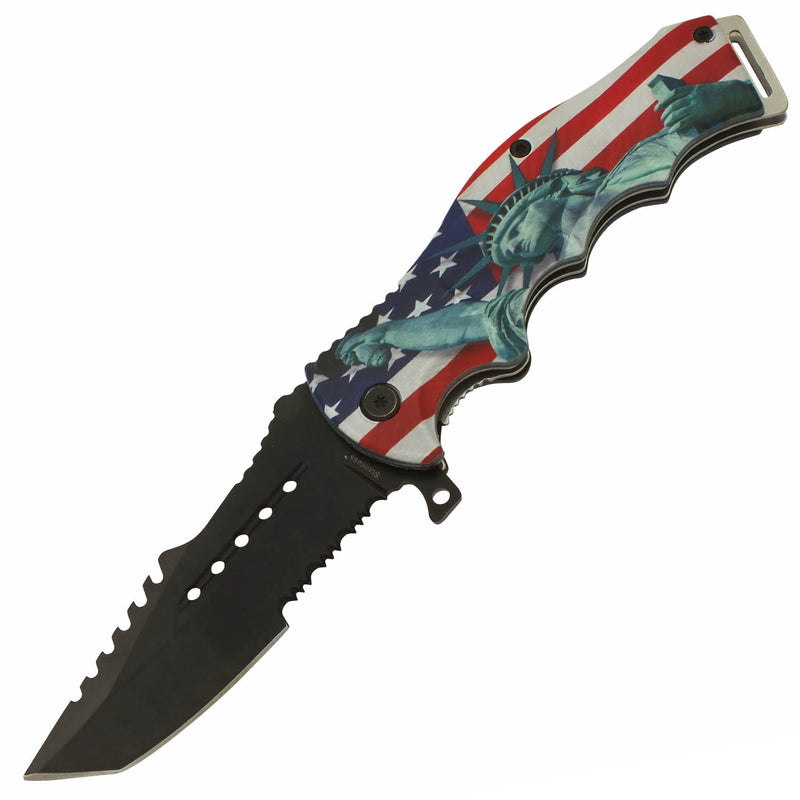 American Pride Statue of Liberty Spring Assisted Folding Pocket Tanto Knife