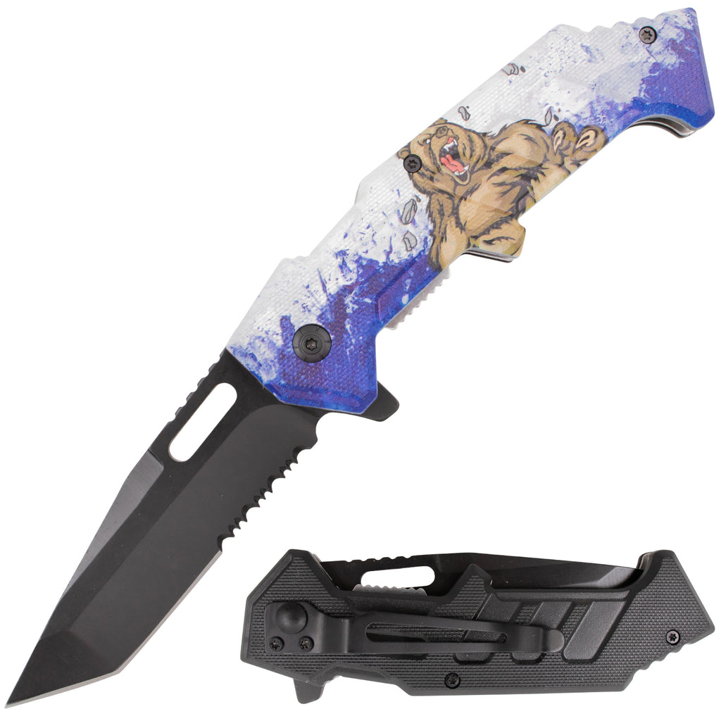 Anime Bear Rifle Tiger-USA Spring Assisted Tanto Folder