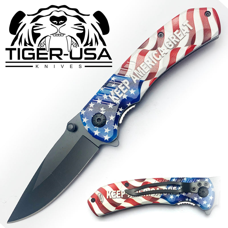 Tiger-USA Spring Assisted Knife - Keep America Great