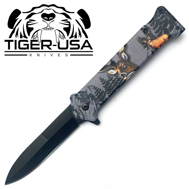 Tiger-USA Spring Assisted Knife - Deer