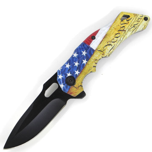 Feather Tiger-USA Spring Assisted Drop Point Flag Constitution