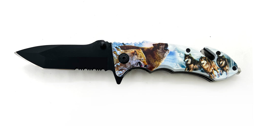 8.5 Inch Tiger USA Spring Assisted Knife Tanto - Snow/Golf