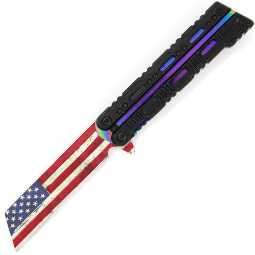 Cutterfly Spring Assisted Knife - American Flag (Razor)