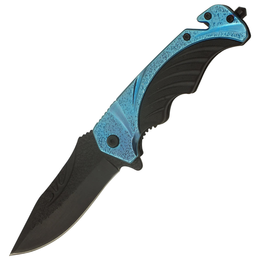 Sky Blue Streak Spring Assisted Folding Pocket Knife