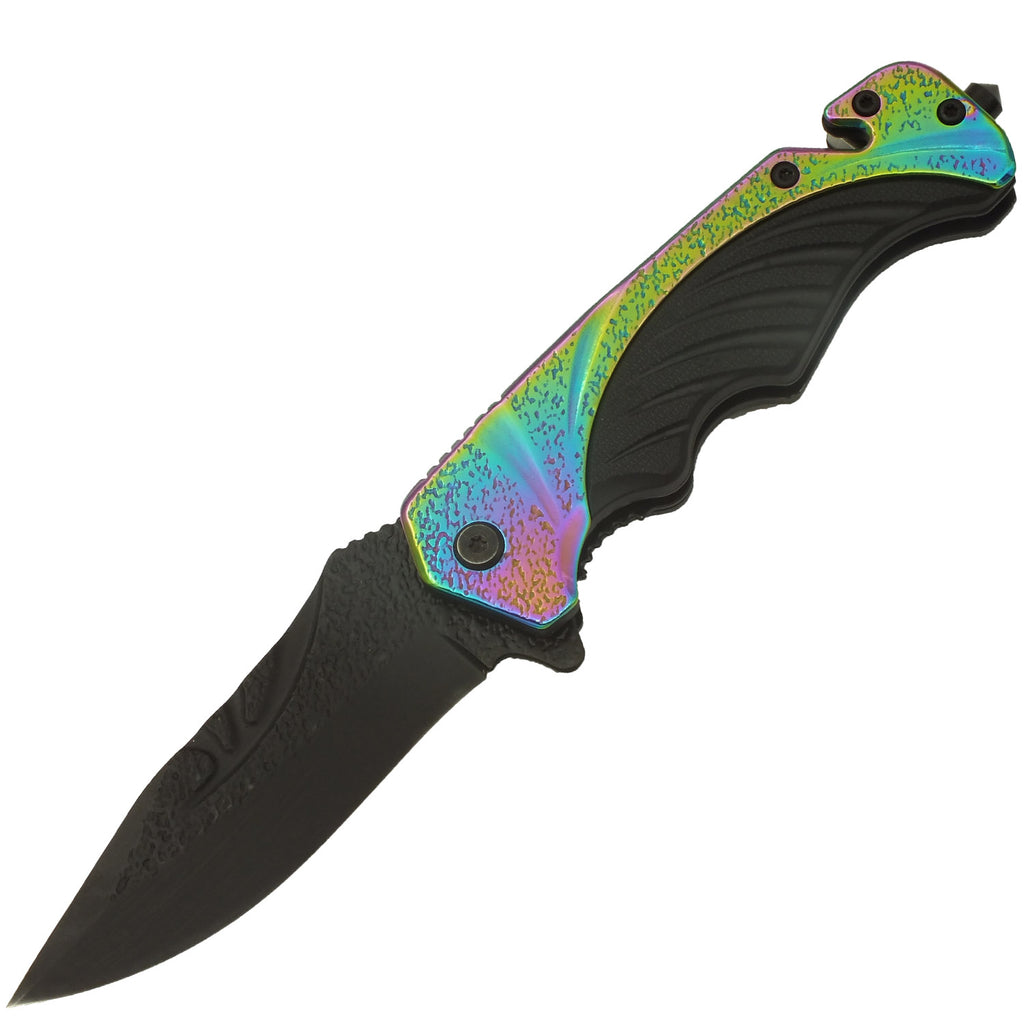 Rainbow Streak Spring Assisted Folding Pocket Knife