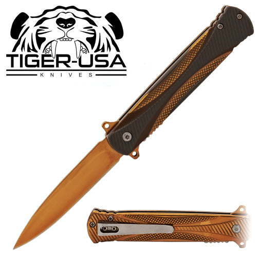 Tiger-USA Spring Assisted Knife - Copper