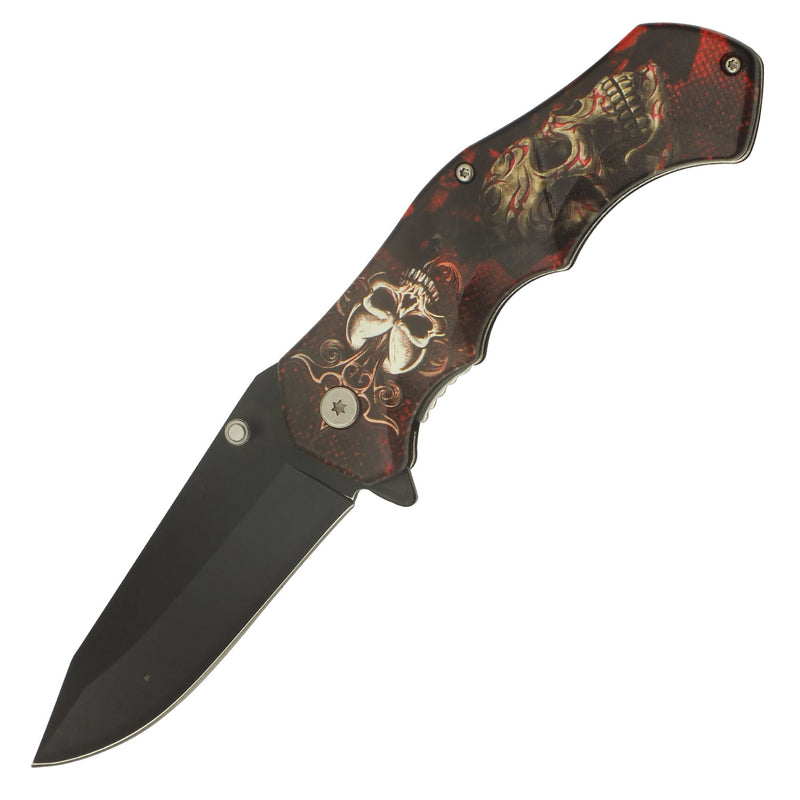 Demon's Skull Spring Assisted Folding Pocket Knife