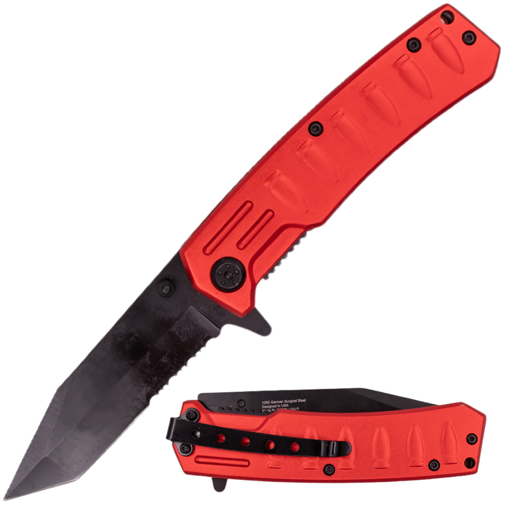 Bullet Time 8 Inch Super Spring Assisted Knife - Red