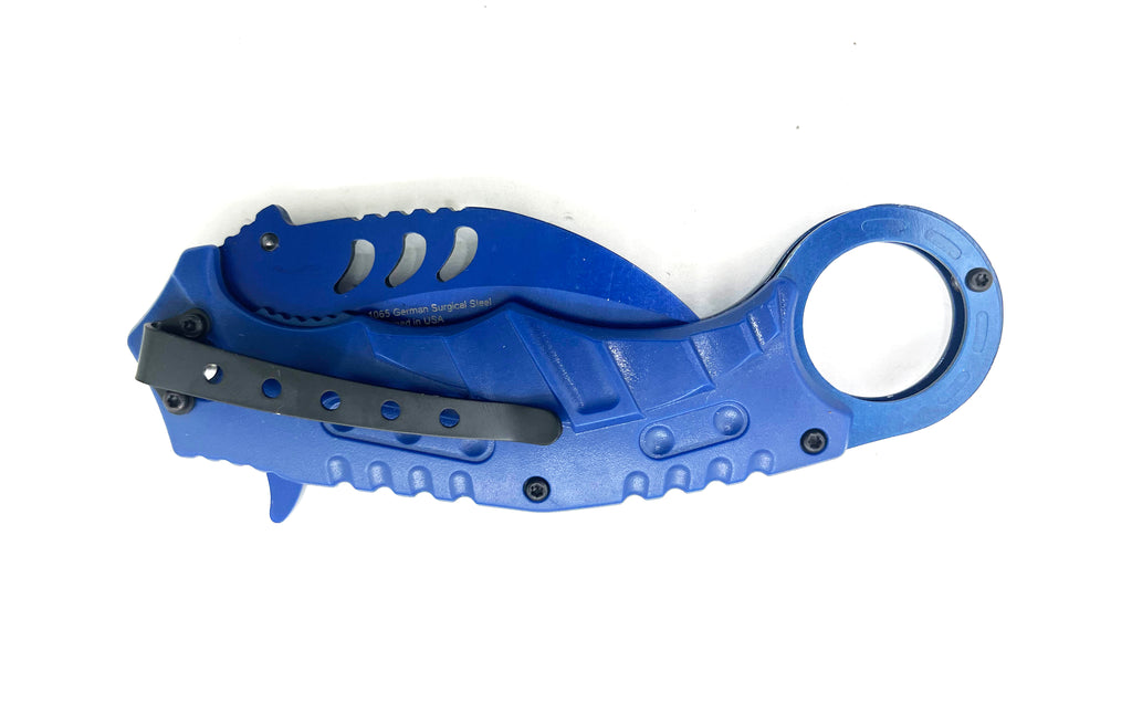 Tiger-USA Dual-Colored Karambit Style Knife -BLUE