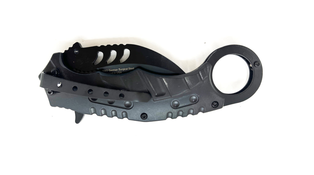 Tiger-USA Dual-Colored Karambit Style Knife - Brown CAMO Handle Black Knife