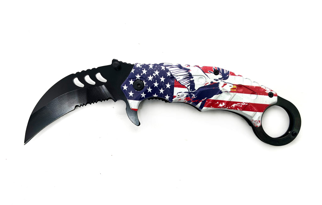 Tiger-USA  Karambit Style Knife - Flag w/ Eagle