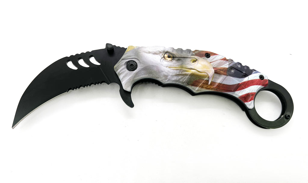 Tiger-USA Dual-Colored Karambit Style Knife - Eagle  Handle
