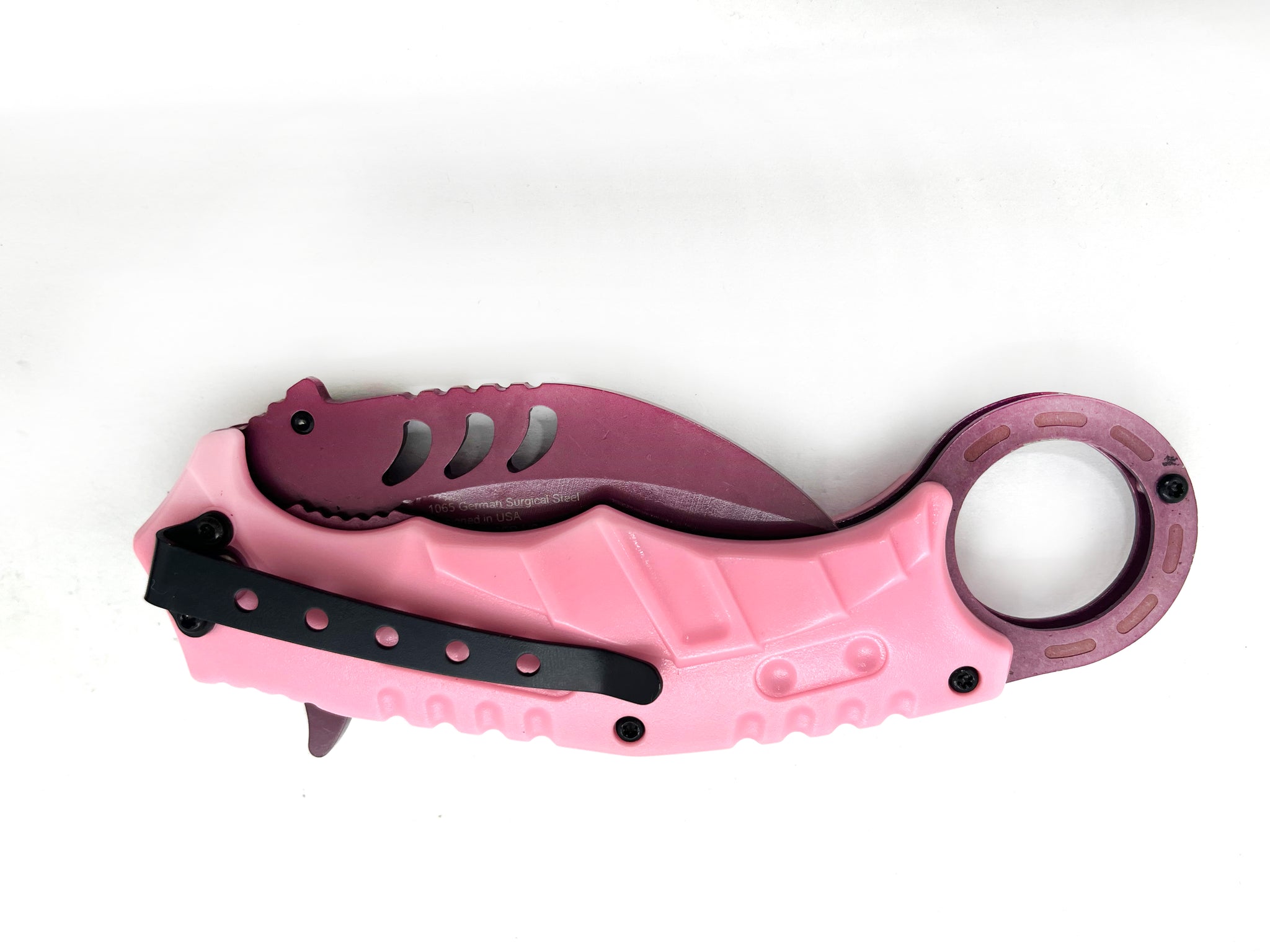 Tiger-USA Dual-Colored Karambit Style Knife - Pink Handle Purple Knife –  Panther Wholesale