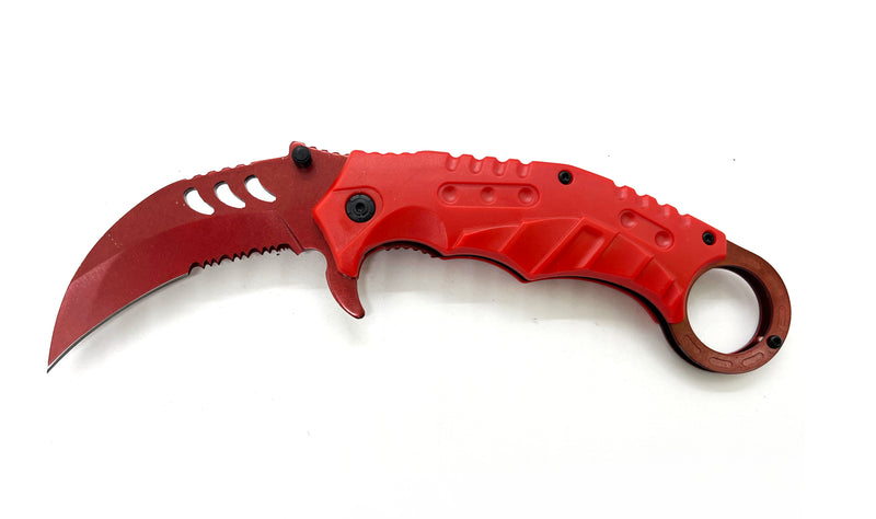 Tiger-USA Karambit Style Knife - RED Handle RED Knife