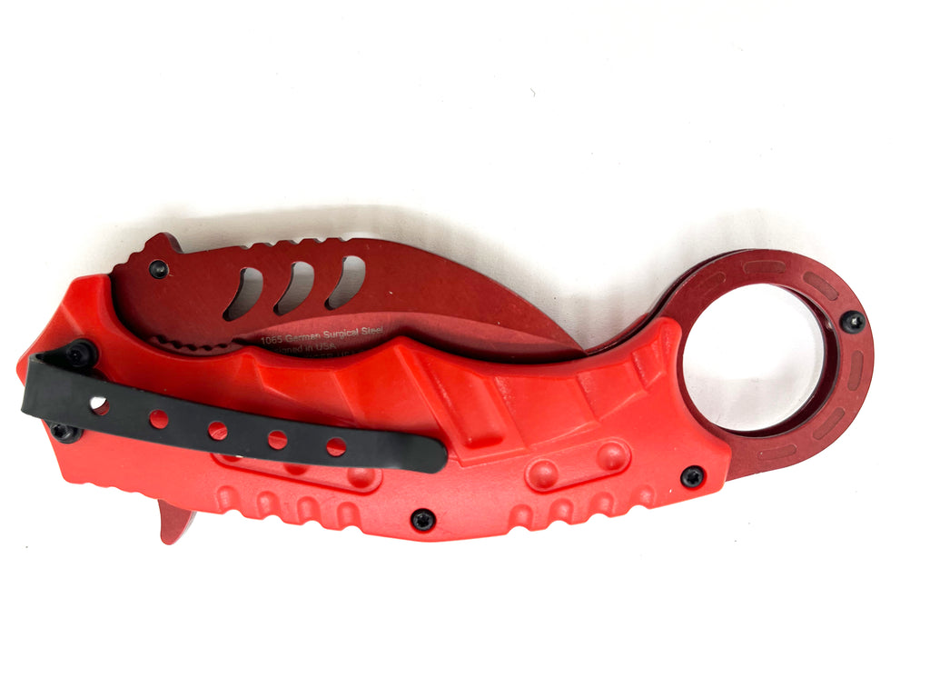 Tiger-USA Karambit Style Knife - RED Handle RED Knife