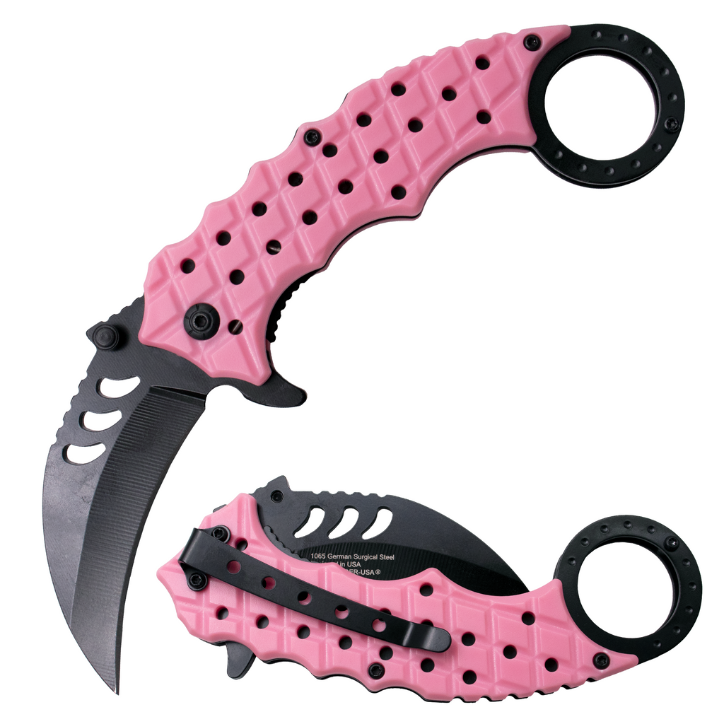 Tiger USA Karambit Style Trigger Assist Knife - Pink