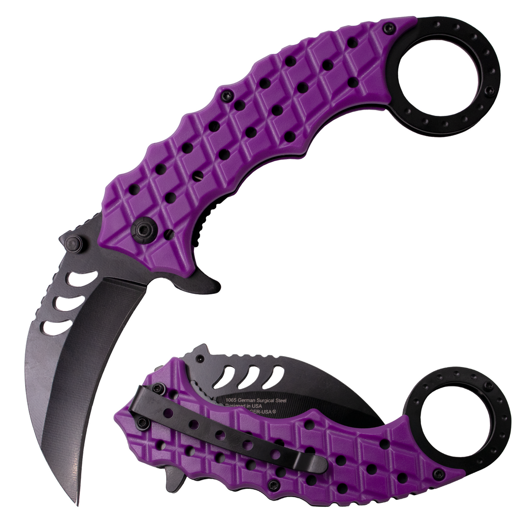 Tiger USA Karambit Style Trigger Assist Knife - PURPLE