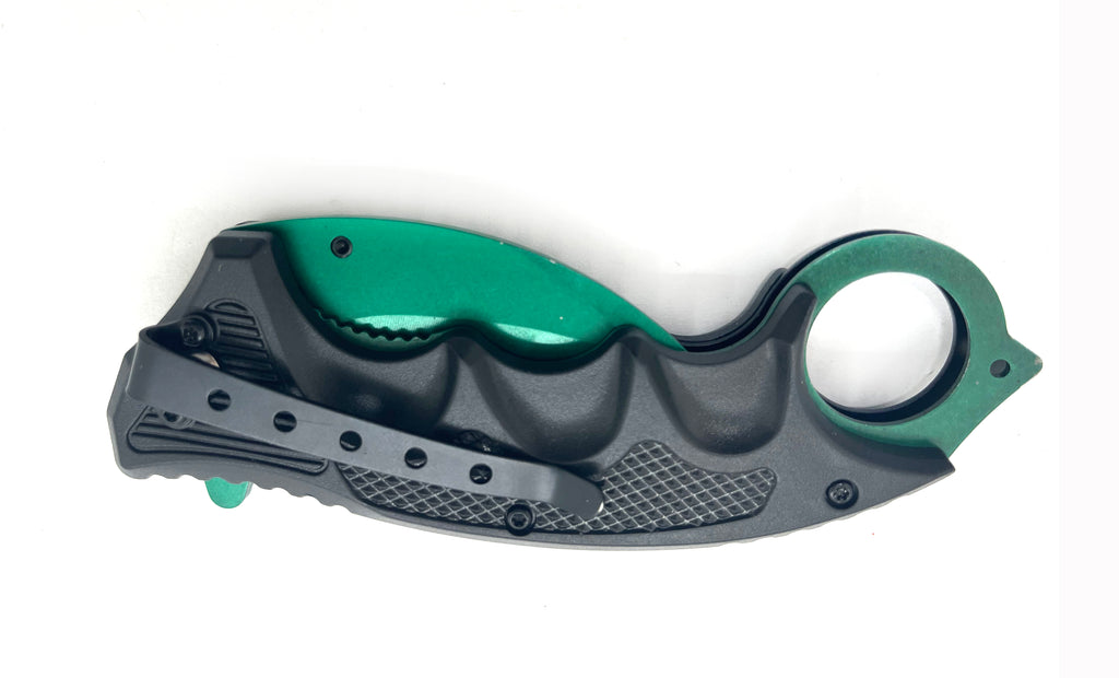 Black & Green Folding Knife W.Clip