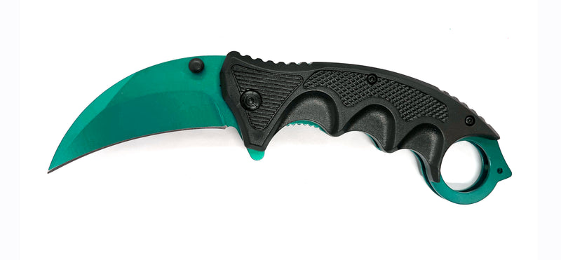 Black & Green Folding Knife W.Clip