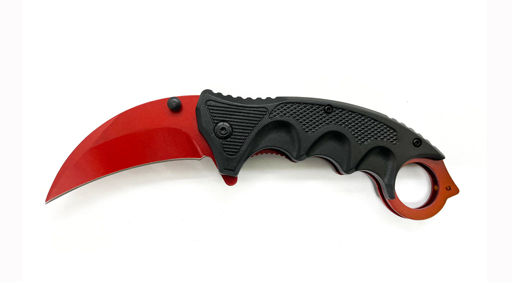 Black & Red Folding Knife W.Clip