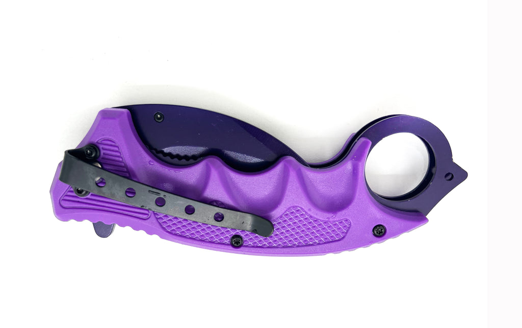 Purple Blade & Purple Handle Folding Knife W.Clip