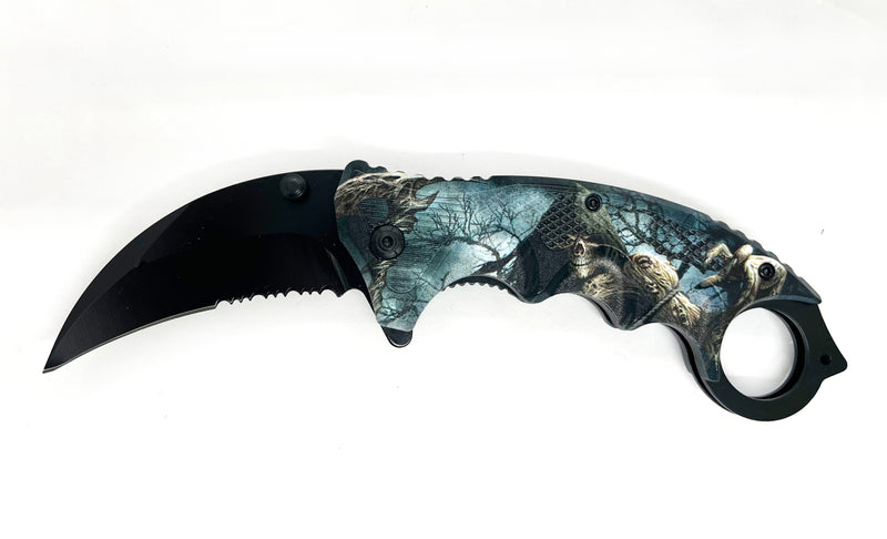 Night Skull  Folding Knife W.Clip