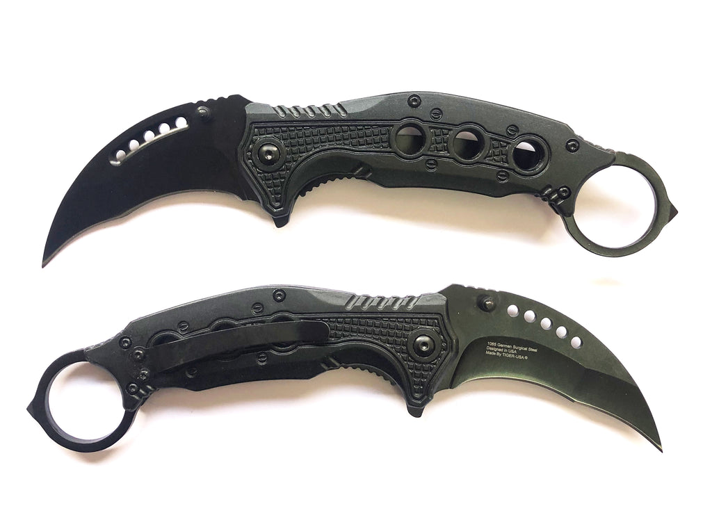 Tiger-USA® Folding Knife  Karambit Style BLACK