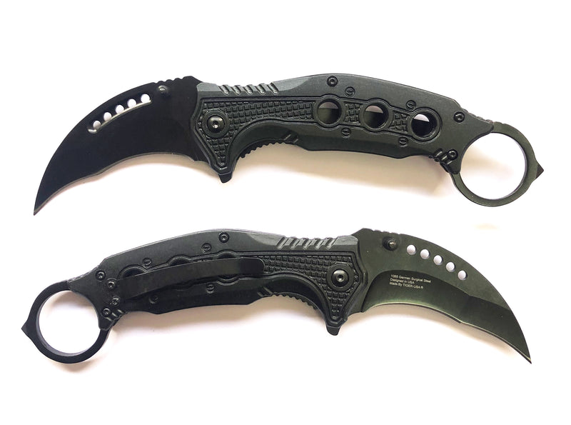 Tiger-USA® Folding Knife  Karambit Style BLACK