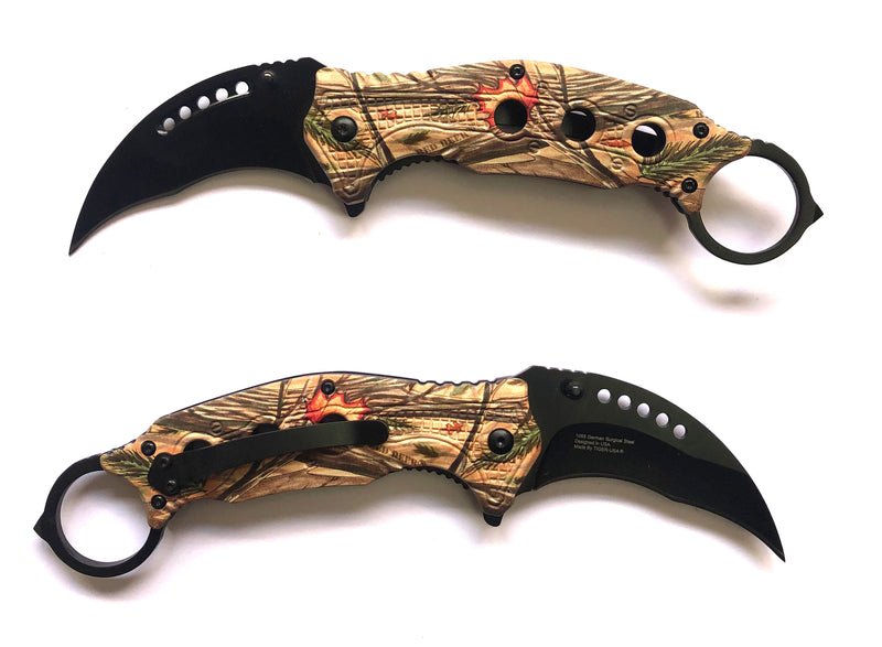 Tiger-USA® Folding Knife Karambit Style CAMO