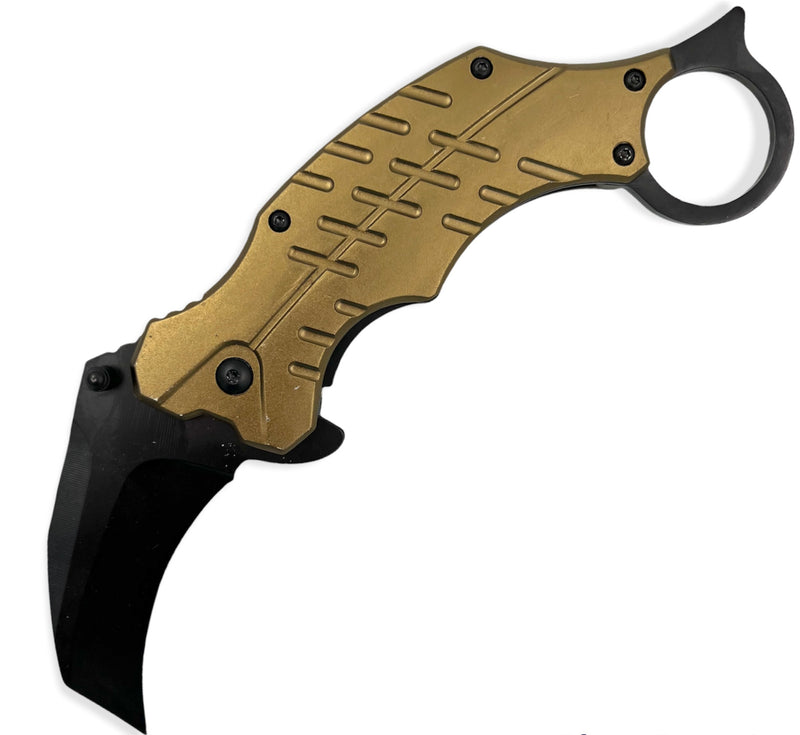 Tiger-USA® Folding Knife Karambit Style TAN