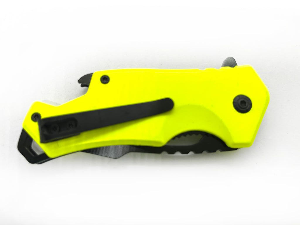 DROP POINT YELLOW HANDLE FOLDING  With  BEER BOTTLE OPENER
