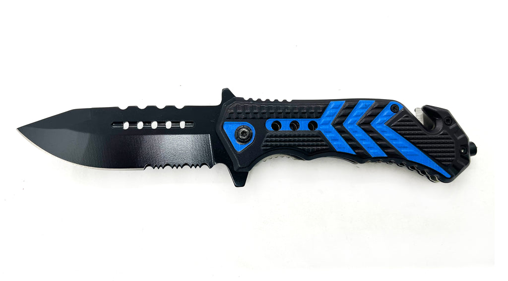 Folding Knife W. Clip RED TIGER USA BLUE