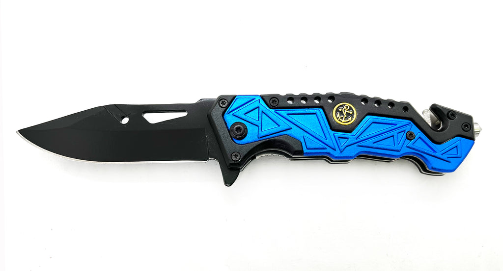 Tiger-USA Spring Assisted Drop Point Blue
