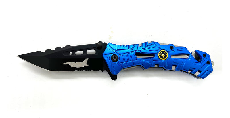 Tiger-USA Spring Assisted Drop Point Blue