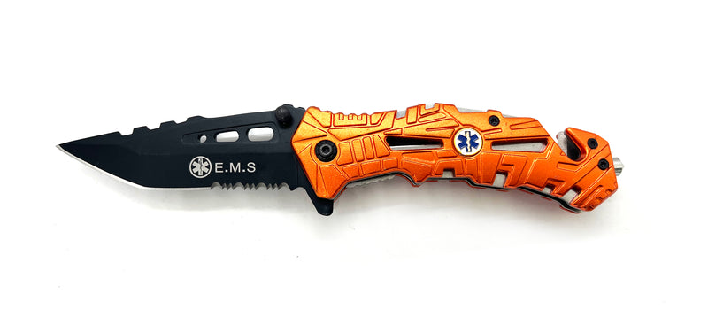 Tiger-USA Spring Assisted Drop Point Orange   (E.M.S)