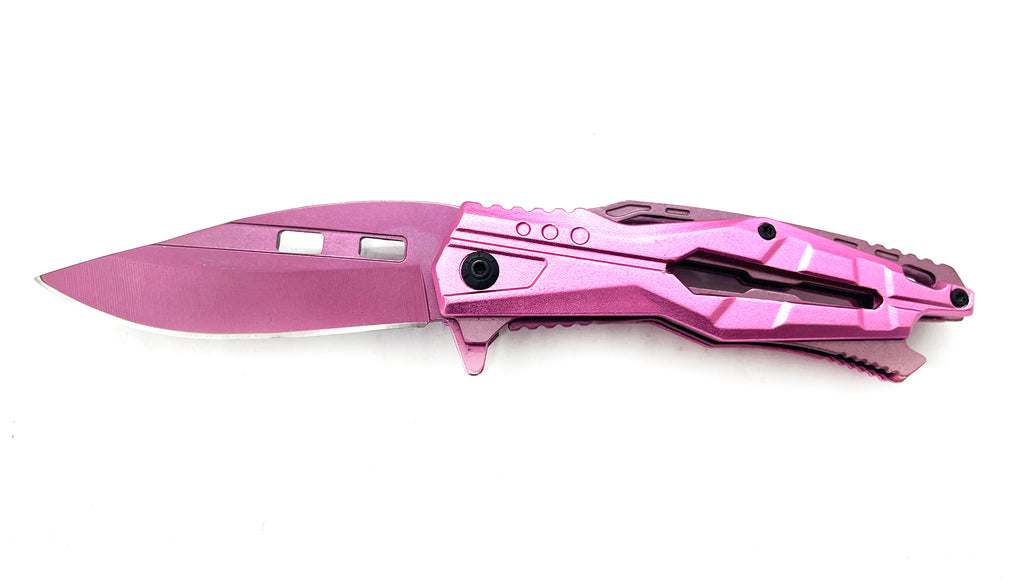 Tiger Usa® Spring Assisted Knife - LIGHT  PINK HANDLE and KNIFE