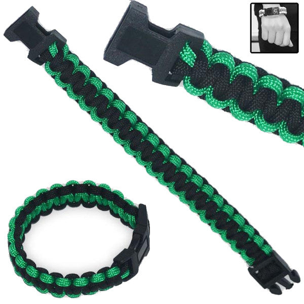 Military Clip-On Survival Bracelet W/ Paracord Strap - Green, , Panther Trading Company- Panther Wholesale